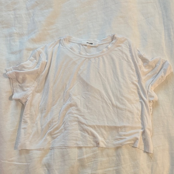 Joah Brown Tops - JOAH BROWN DECONSTRUCTED CROP WHITE TEE SIZE S/M